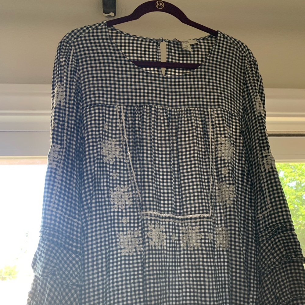 XL Vintage America blues black & white gingham blouse super soft so cute 🥰